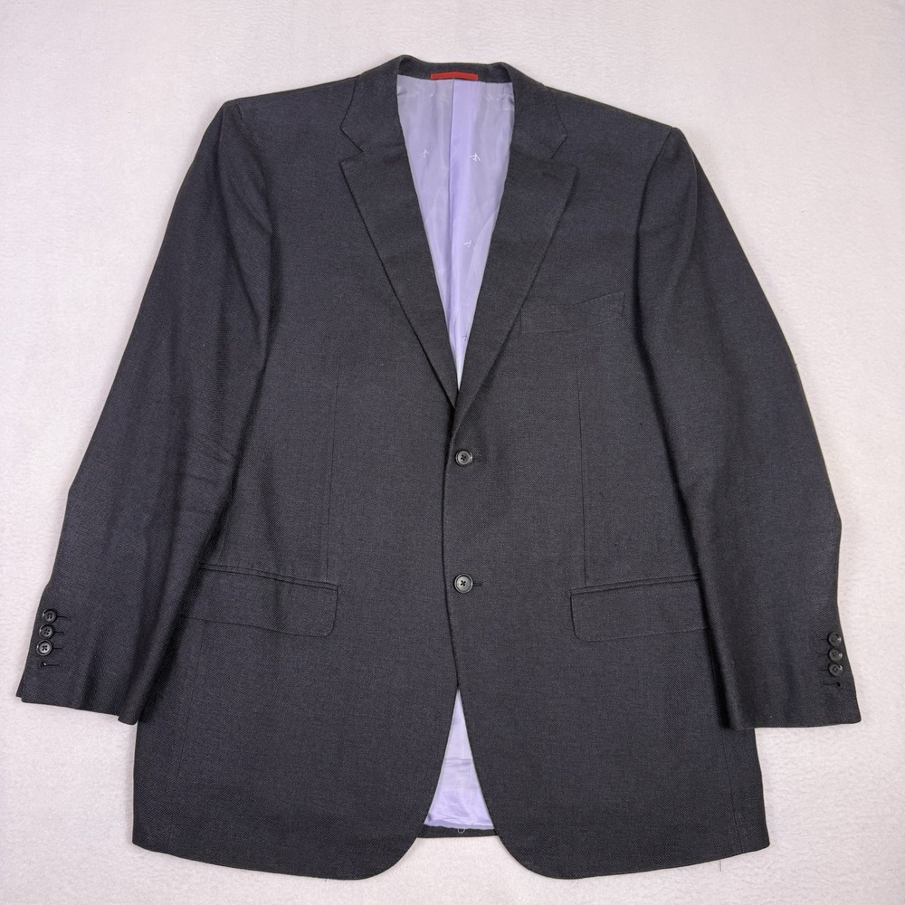 ISAIA Napoli 100% Silk Blazer Sport Coat 48L Gray‎ Hopsack Base S Italy 58 IT